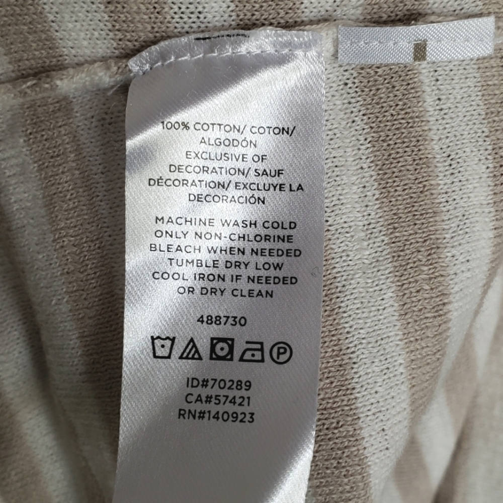 Loft Striped Lightweight Cotton Split Neck Tassel… - image 6